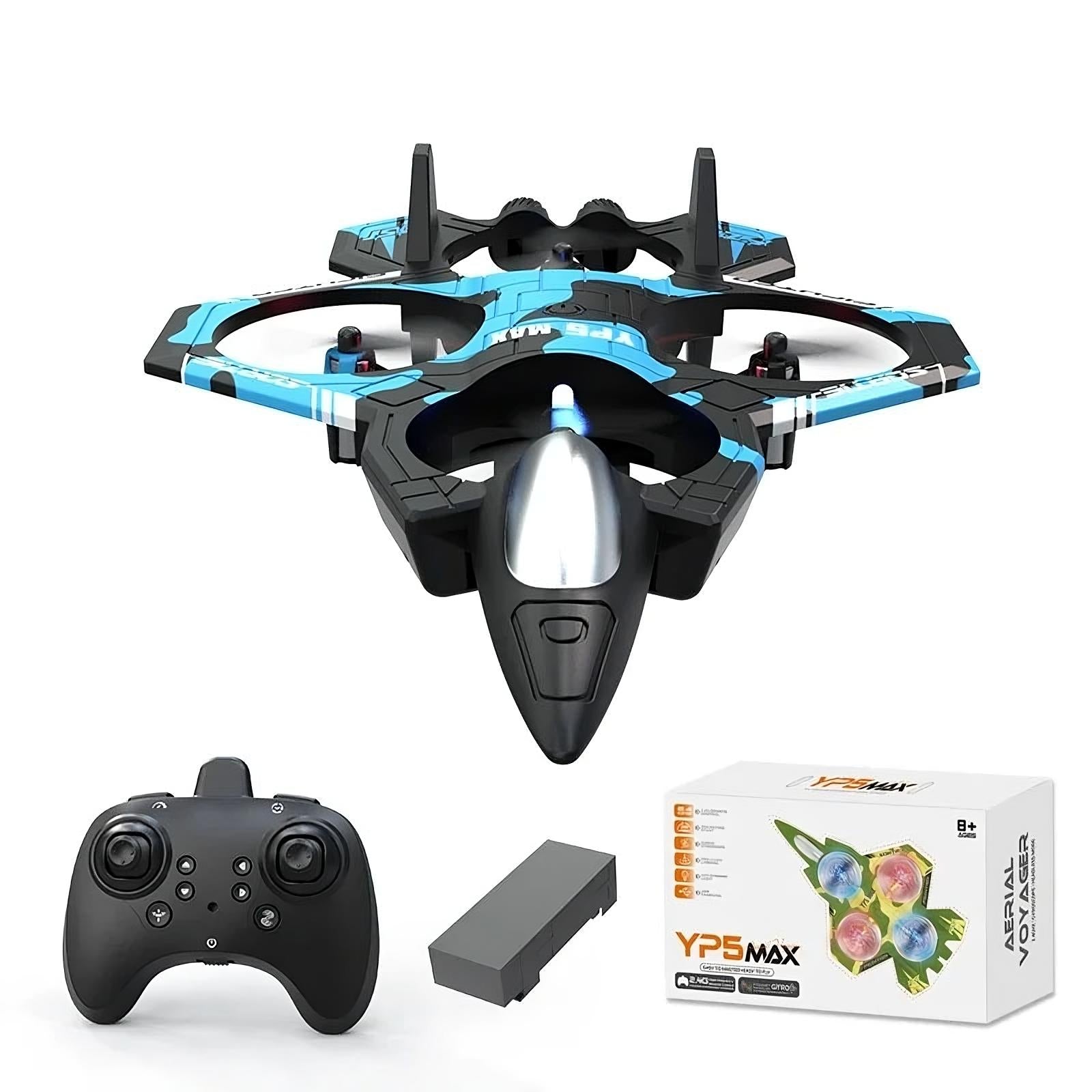ZentroTech RC Foam Fighter Drone – Beginner-Friendly Remote Control Airplane with LED Lights & 2-Battery Flight
